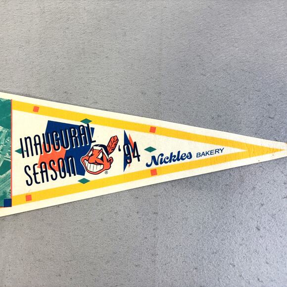 Vtg Cleveland Indians Jacobs Field 1994 Inaugural Season Pennant MLB Baseball - Picture 3 of 7